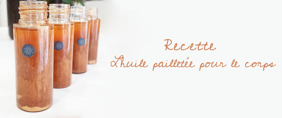 Visuel Blog Recette huile pailletée pour le corps DIY