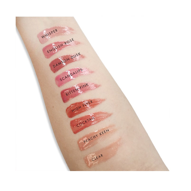 swatches sur avant bras des différentes teintes de gloss lily lolo