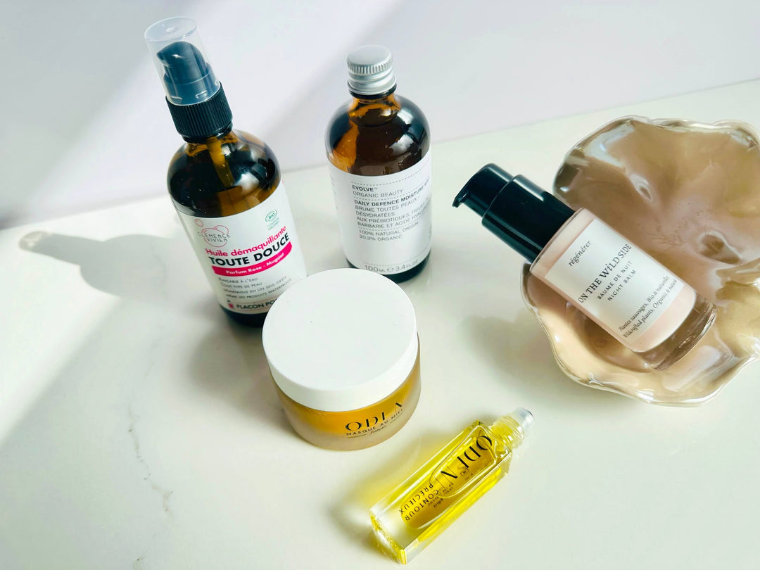 Photos des produits composants la routine du soir peau sèche par Mademoiselle Biloba