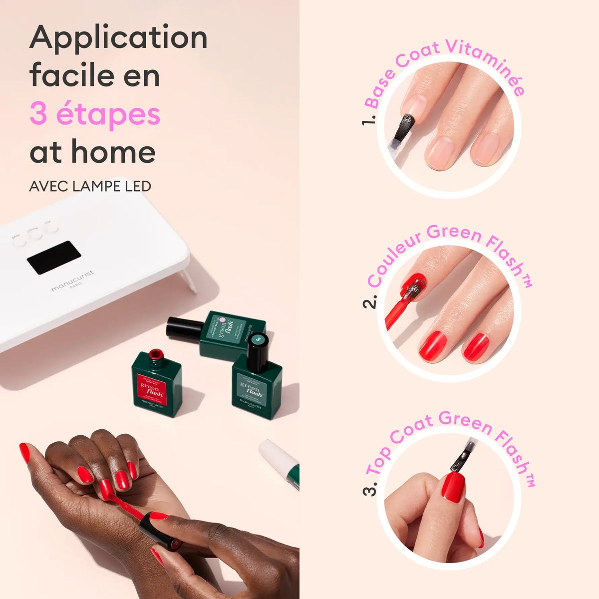 Routine 3 étapes pose de vernis green flash