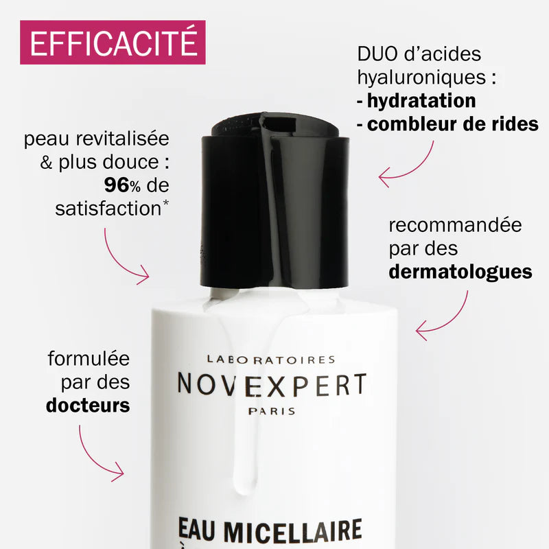 Avantage eau micellaire à l'acide hyaluronique Novexpert