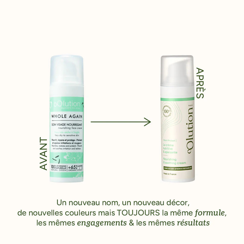 nouveau packaging creme nourrissante bio whole again oolution