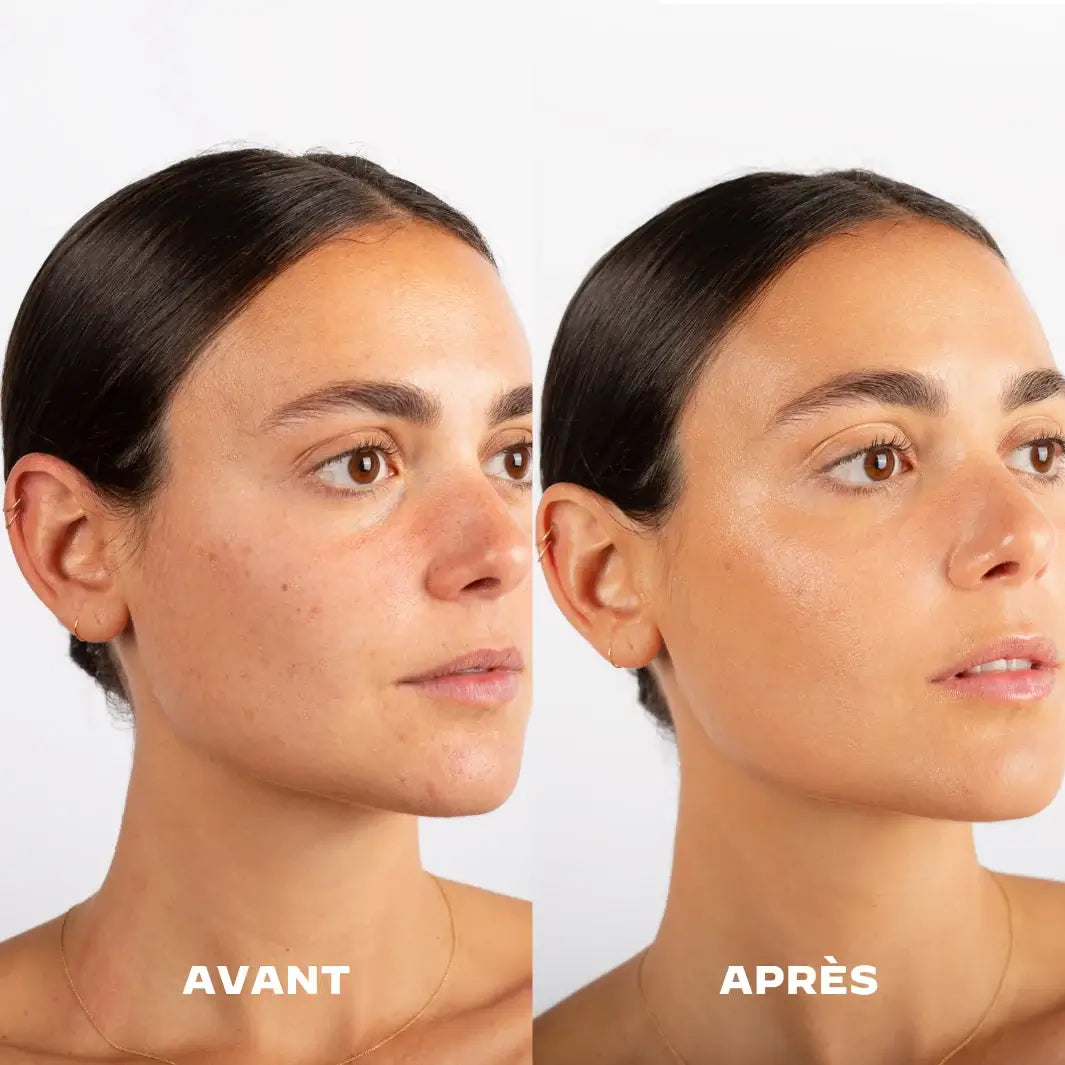 comparaison avant après sérum teinté hydratant la crique