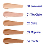 Nuancier des teintes de la BB crème effet mat La Crique, de 00 Porcelaine à 04 Foncée