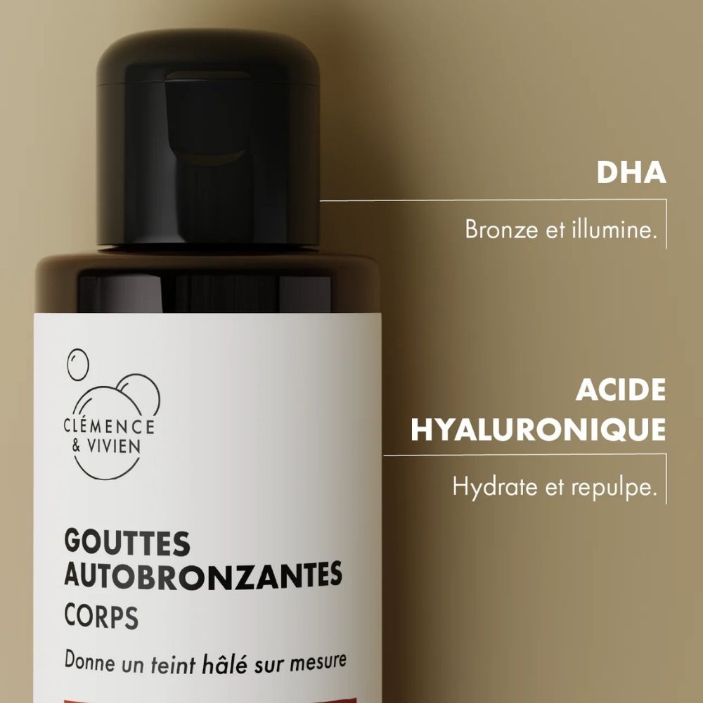 ingrédients des Gouttes autobronzantes corps clémence et vivien