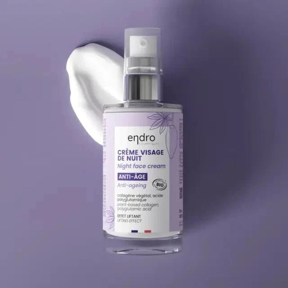 Le packaging de la crème de nuit anti-âge collagène Endro