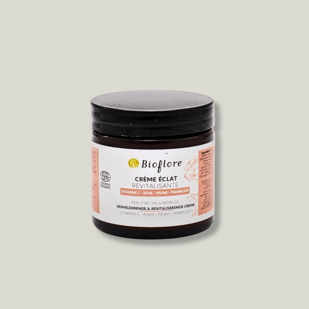 Crème éclat revitalisante Bioflore à la vitamine C, hydrolat de rose et huile de prune