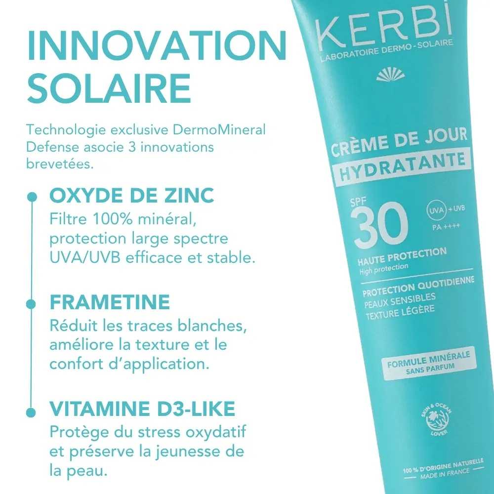 Ingrédients Kerbi crème hydratante SPF30