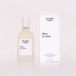 Eau de parfum Musc & Coton Veronika Loubry 50 ml, flacon en verre dépoli et son étui blanc
