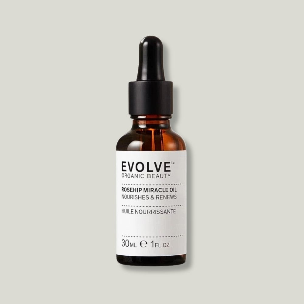 Packaging de l'huile miracle rose musquée Evolve