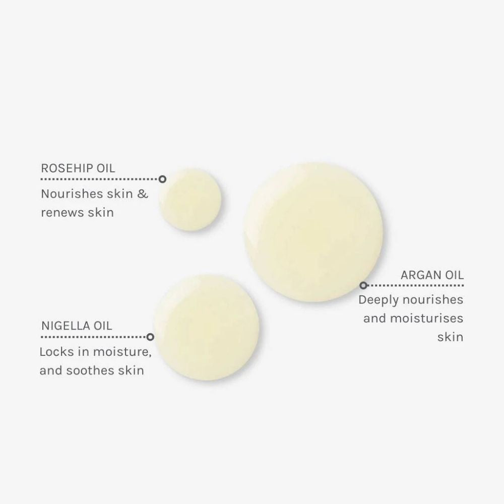 Ingrédients phares de l'huile miracle rose musquée Evolve