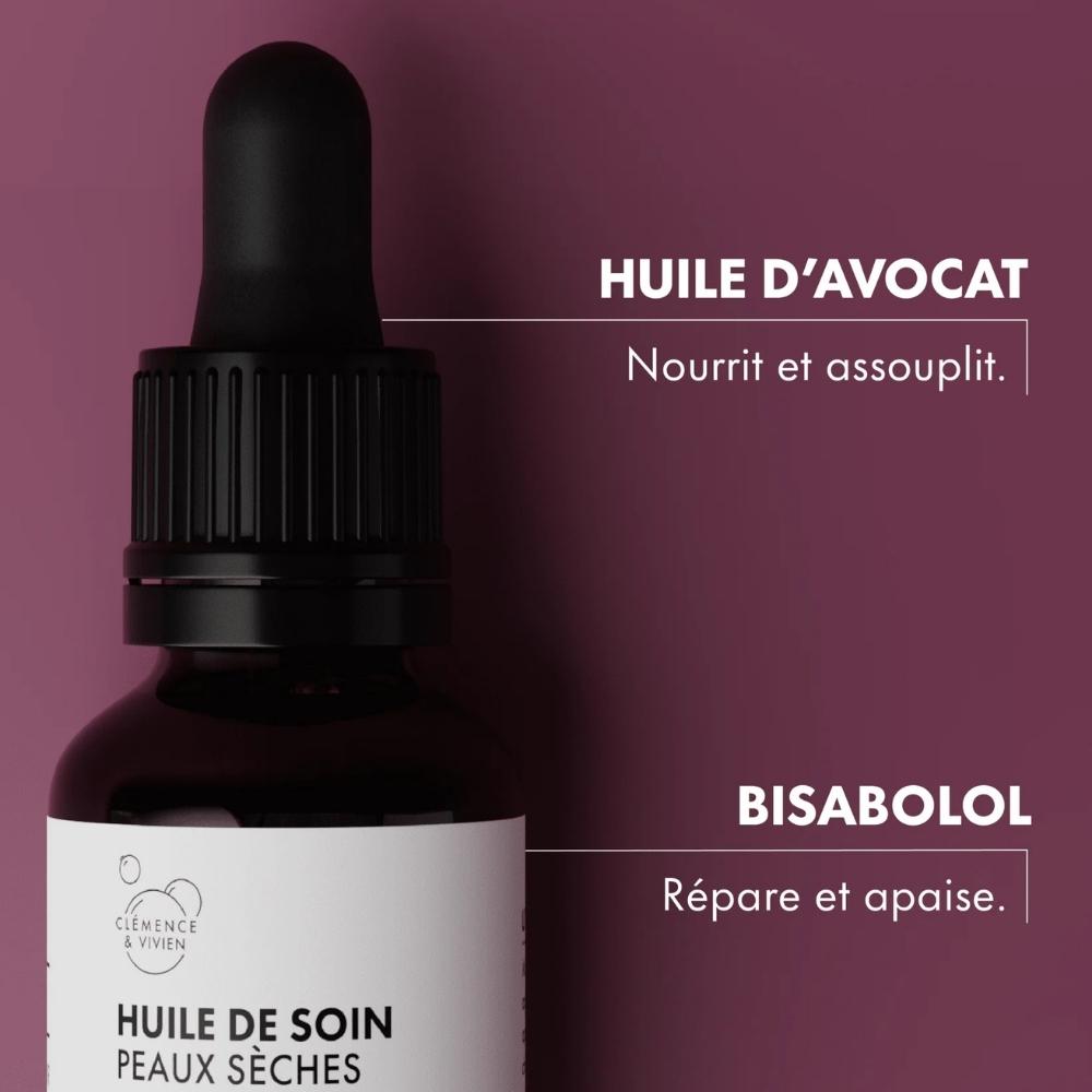 ingrédients et bénéfices de l'huile de soin peaux sèche