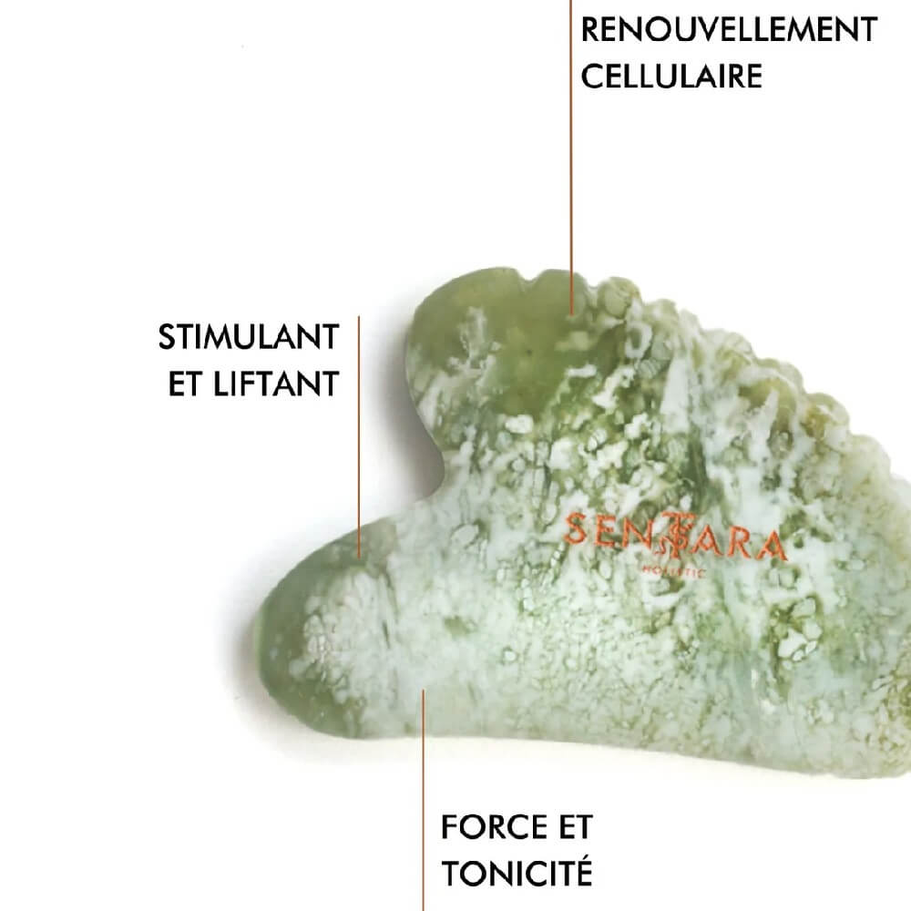 bienfaits de la pierre de jade vert du gua sha coeur sentara