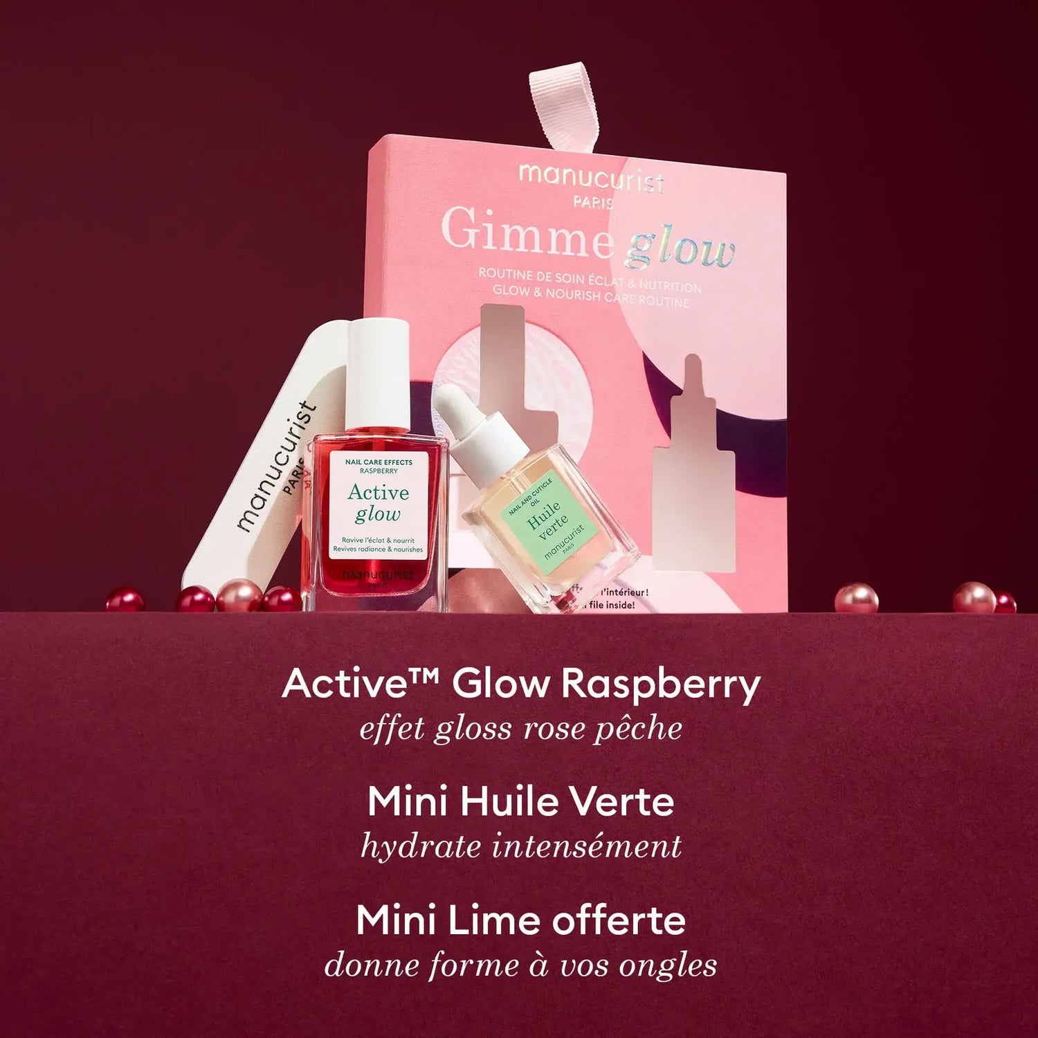 contenu du coffret Gimme Glow Ornement Manucurist noel 2025