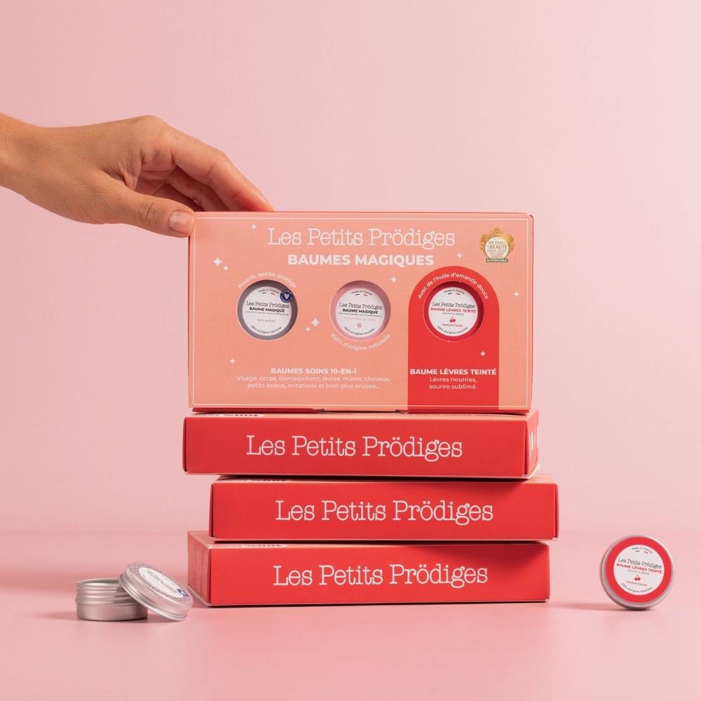 apperçu du coffret trio de baumes magiques et lèvres les petits prodiges