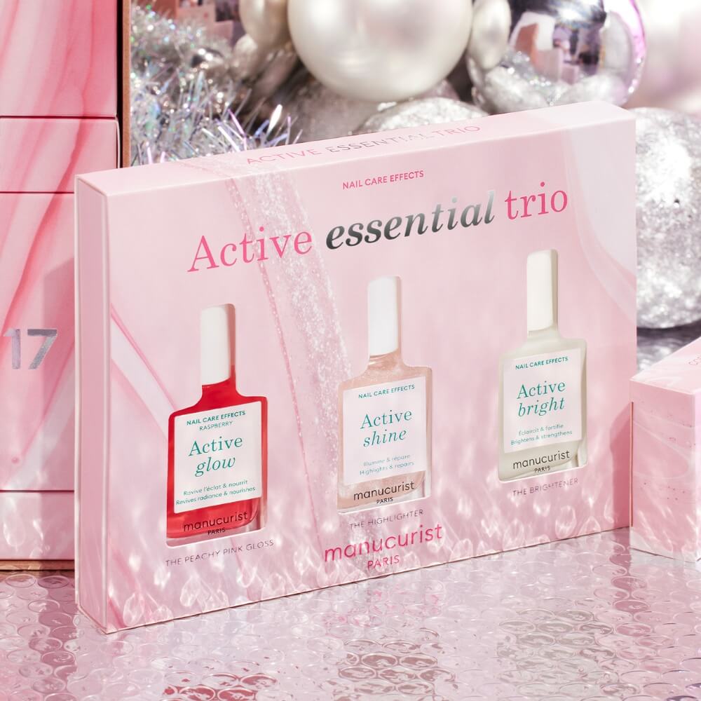 présentation noël Coffret vernis soins active essential trio Manucurist