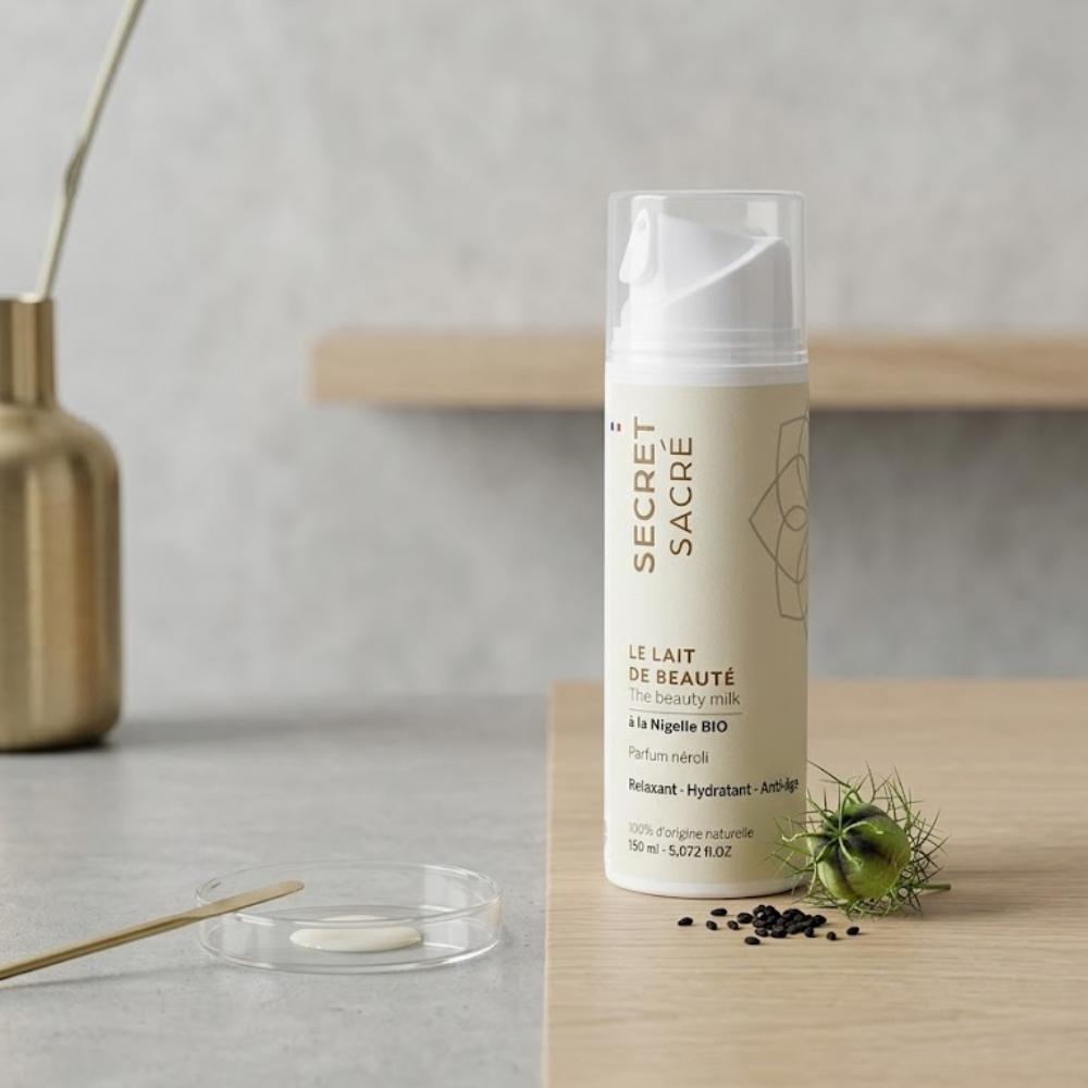 visuel avec ingrédients lait de beauté 