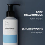 Ingrédients de la lotion hydratante Clémence et Vivien à l'acide hyaluronique et extrait d'avoine