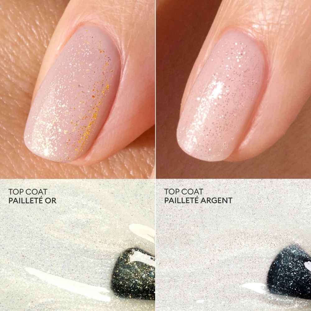 Différences entre Top Coat Pailleté Or et Argent Green Manucurist