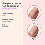 Rendu sur vernis beige du Top Coat Pailleté Or Green Manucurist
