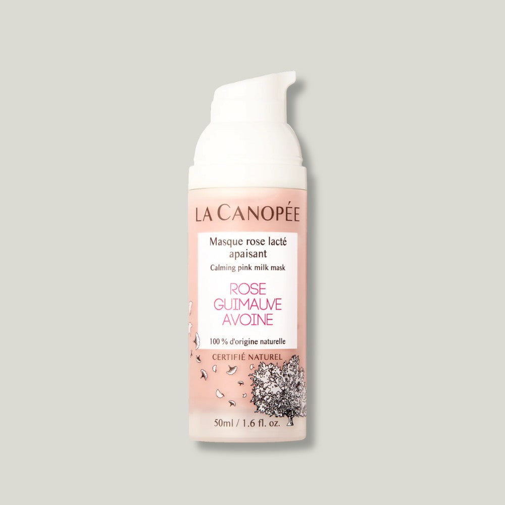 masque rose lacte apaisant la canopee visage rose, guimauve et avoine