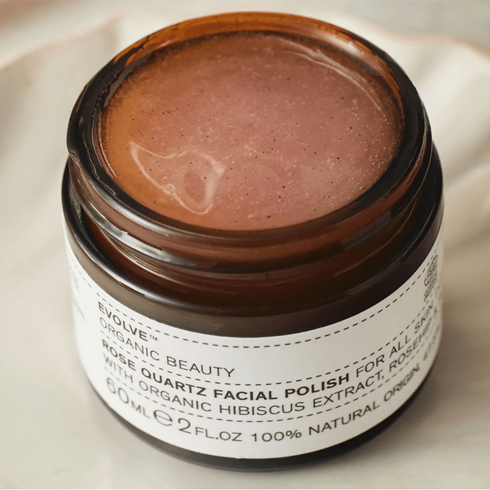 pot rose quartz facial polish evolve beauty