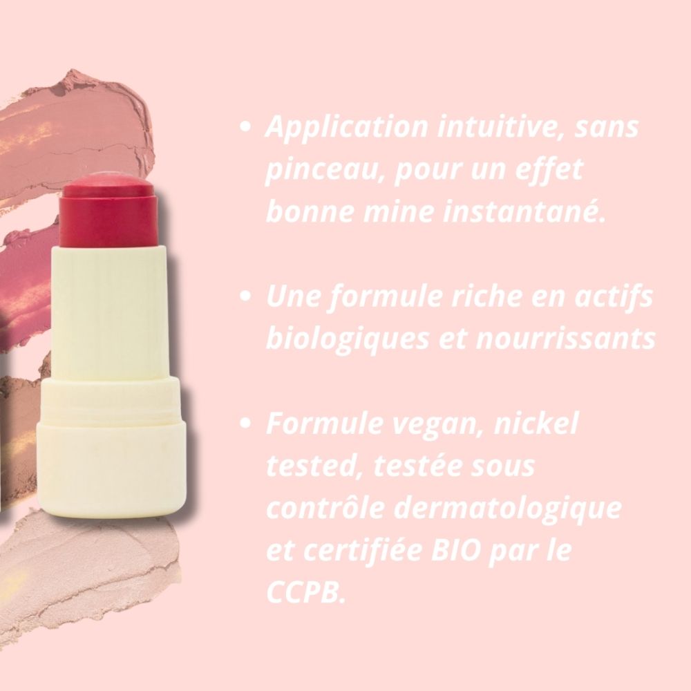 Claims marketing du Blush en stick Twist & Go Purobio