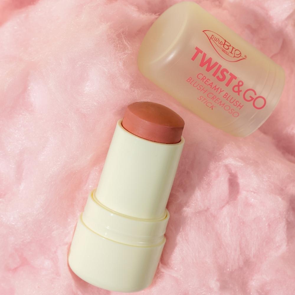 Packaging du Blush en stick Twist & Go Purobio teinte macaron