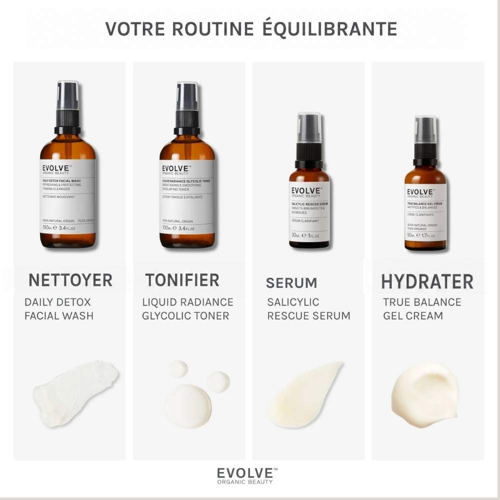 routine 4 produits peaux à imperfections équilibrante Evolve 