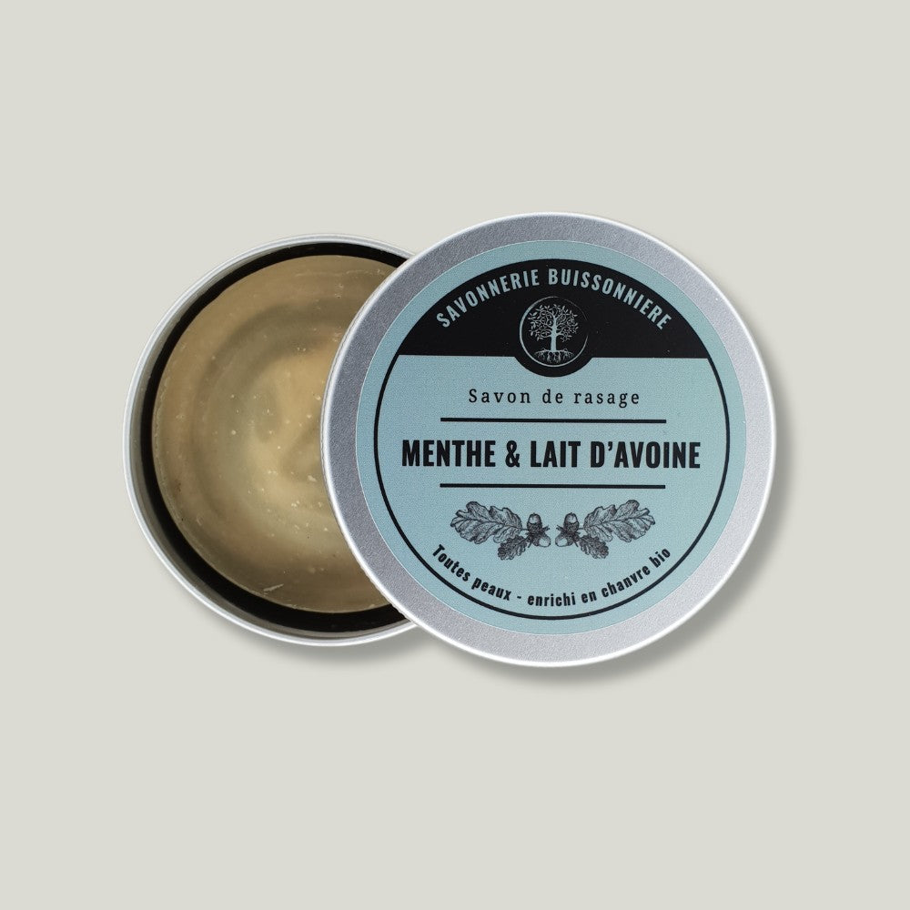 savon de rasage en pot menthe lait avoine la savonnerie buissonniere