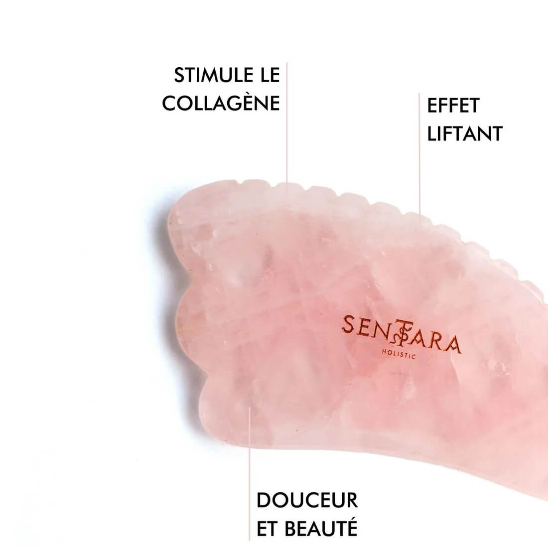 bénéfices du gua sha corne à dents en quartz rose