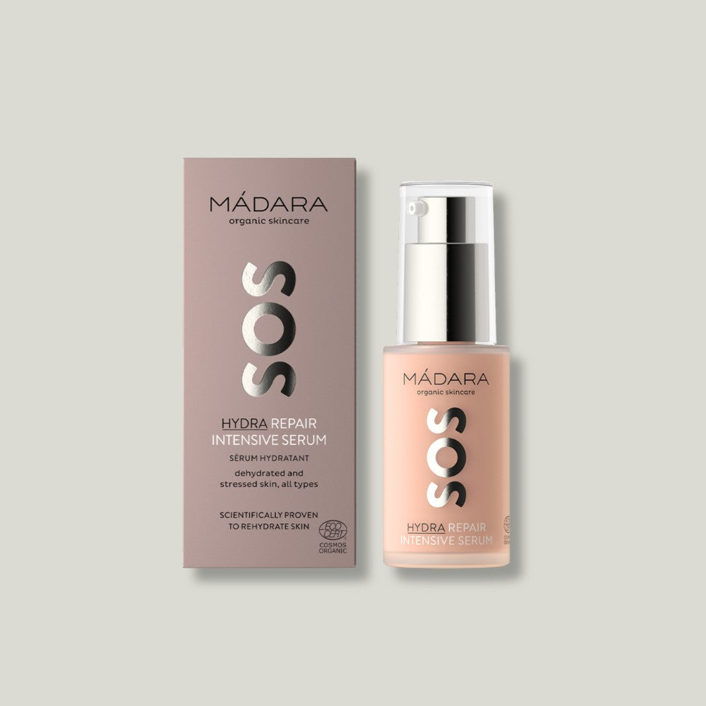 Le packaging du sérum SOS Hydra Repair Mádara