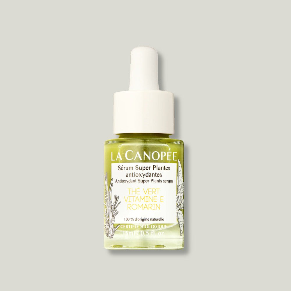 super serum visage aux plantes antioxydantes la canopee avec thé vert, vitamine e et romarin