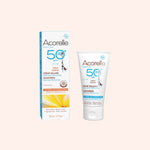 packaging creme solaire bebe spf50 bio acorelle