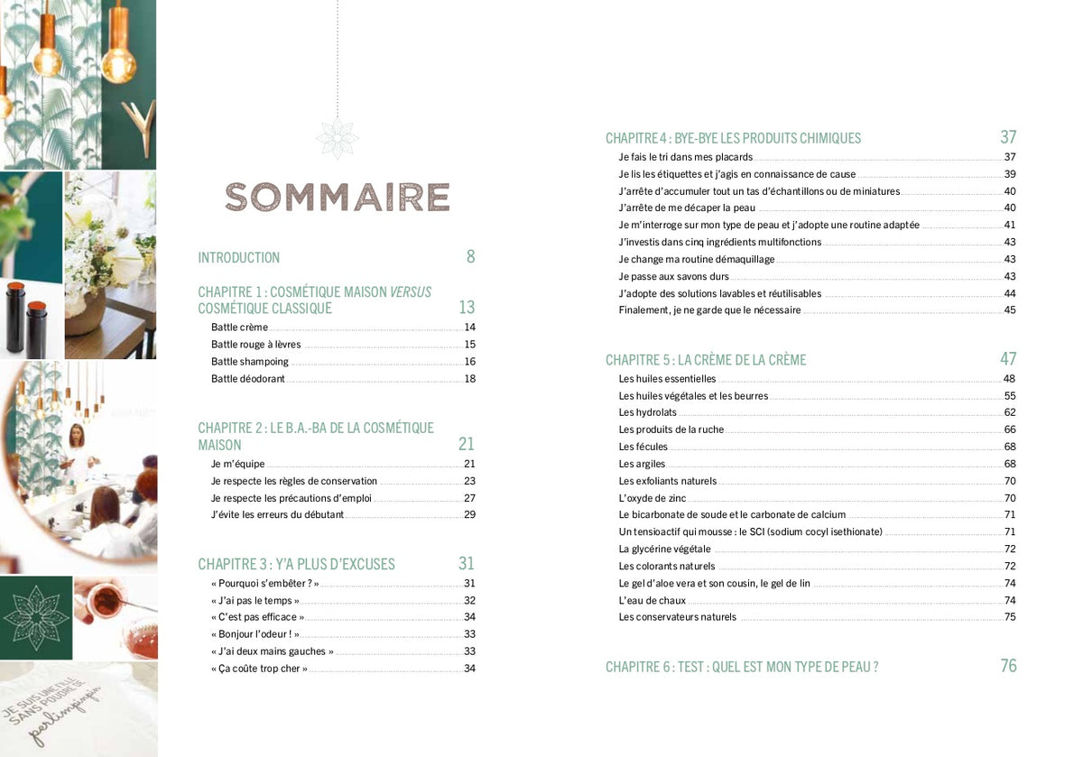 sommaire livre ma cosmetique minimaliste pauline dehecq