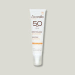 pack shot spray solaire minerale spf 50 uva uvb acorelle