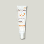 pack shot spray solaire spf 30 uva uvb acorelle minerale