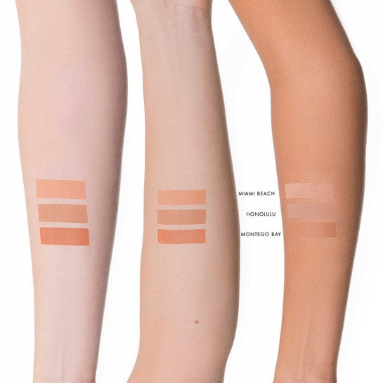 swatches des différentes teintes de bronzer lily lolo sur différentes couleurs de peaux