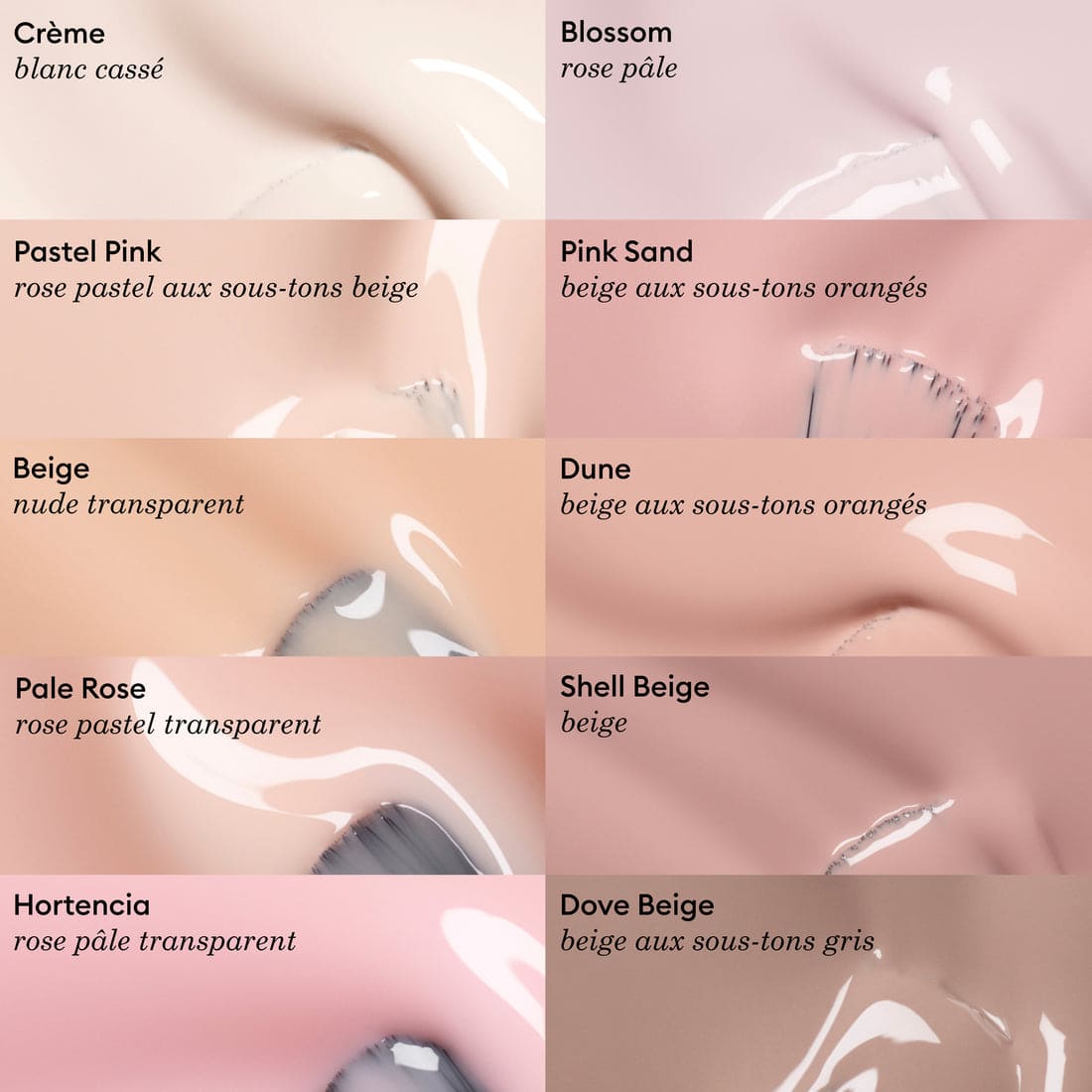 vernis nude comparaison couleur manucurist