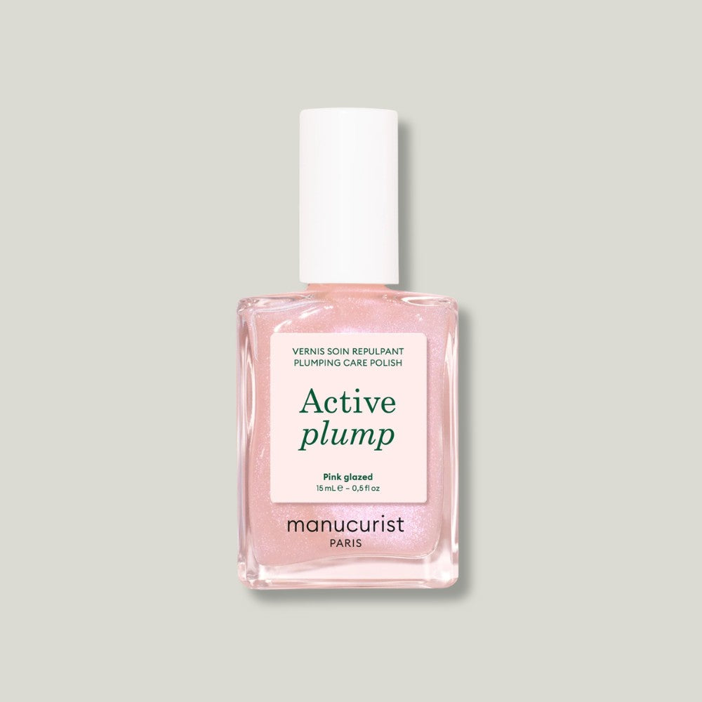 Vernis soin gamme Active Plump Manucurist rose pailleté
